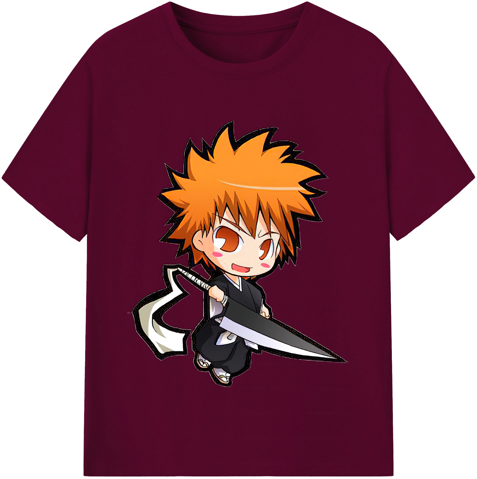（画像用） ブリーチ 黒崎一護（くろさき いちご）BLEACH Kurosaki Ichigo レディースカジュアルプリントTシャツ（綿100％）